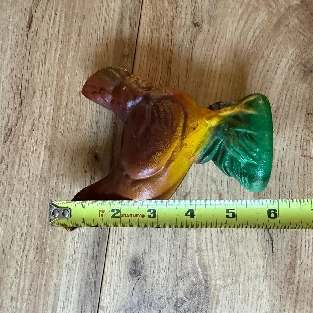 Vintage Cast Iron Hen Chicken Coin Bank Farmhouse Decor Brown Green 5.5